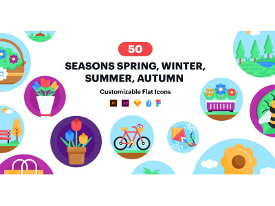 All Season Icons - 50 Vector Icons