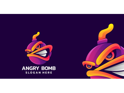 Angry Bomb Gradient Logo Style