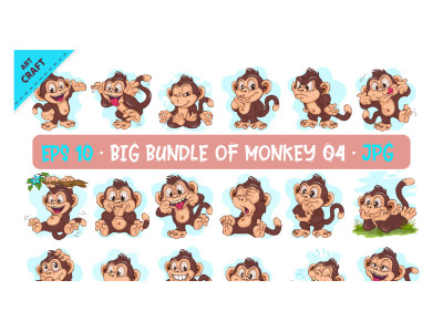 Big Bundle of Cartoon Monkeys 04. Crafting, Sublimation.