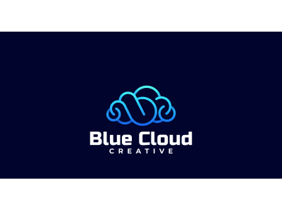 Blue Cloud Line Art Gradient Logo