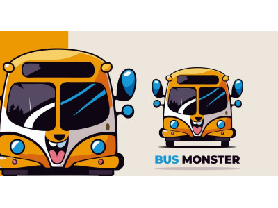 bus tour cute mascot logo template