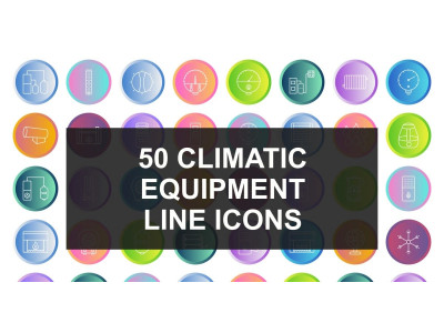 50 Climatic Equipment Line Gradient Round Icon set