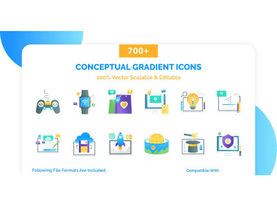 700+ Conceptual Gradient Iconset template