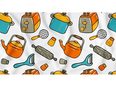 Cooking Kawaii Doodle Seamless Pattern 03