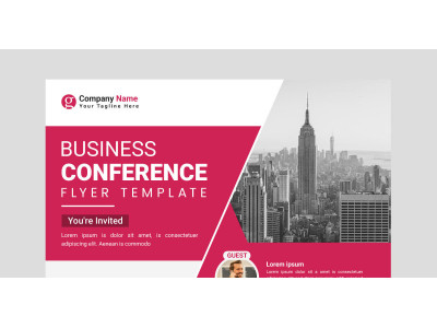 corporate horizontal  business conference flyer template or business  webinar conference idea