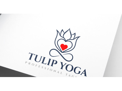 Creative Tulip Heart Yoga Spa Logo Design