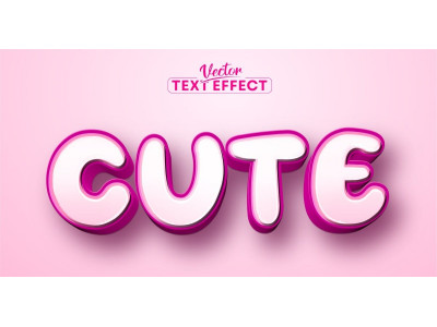 Cute - Editable Text Effect, Soft Pink Cartoon Text Style, Graphics Illustration