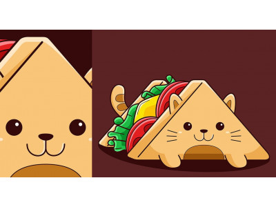 Cute Sandwich Cat Vector Cartoon Style