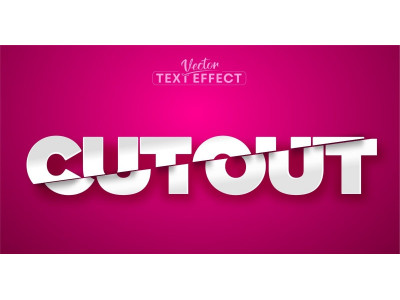 Cutout - Editable Text Effect,  Cutting Text Style, Graphics Illustration