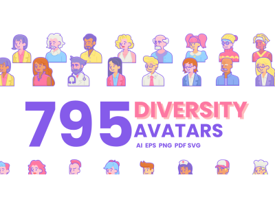 795 Diversity Avatar Icons - Blush Series Set