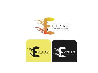 E word Fire Flame Logo Template Easy to change colors