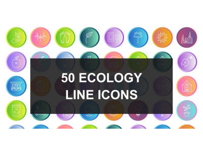 50 Ecology Line Gradient Round Icons