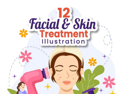 12 Facial and Skin Treatment Illustration