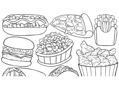 Fast Food Doodle Vector Line Art #02