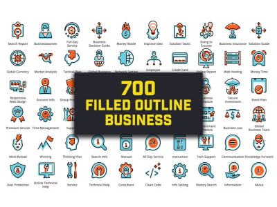 Filled Outline Business Iconset template