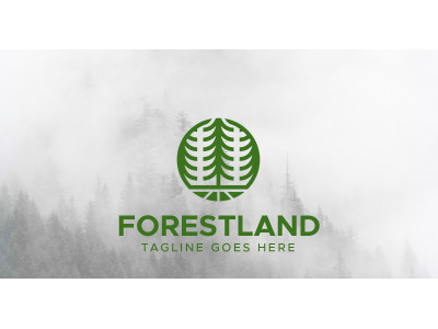 Forest land pine tree outdoor logo design template