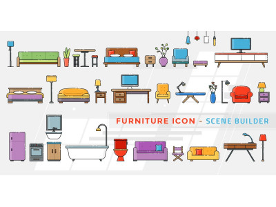 Furniture and Interior Scene Iconset Template