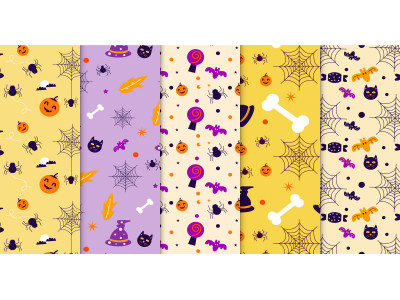 Halloween pattern bundle template vector