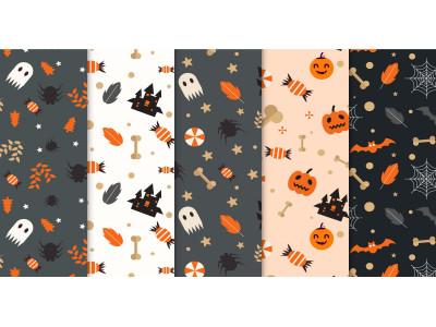 Halloween pattern set on dark background