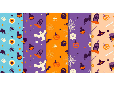Halloween seamless pattern bundle vector