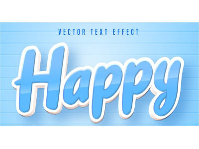 Happy - Editable Text Effect, Cartoon Text Style, Graphics Illustration