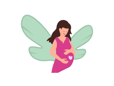 Happy Pregnant Lady Vector Illustration