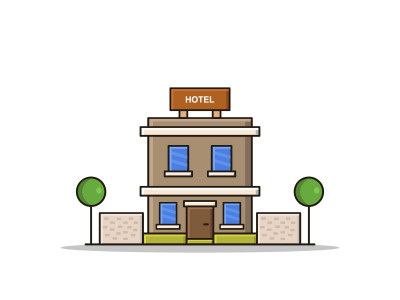 Hotel illustrated in vector on a white background