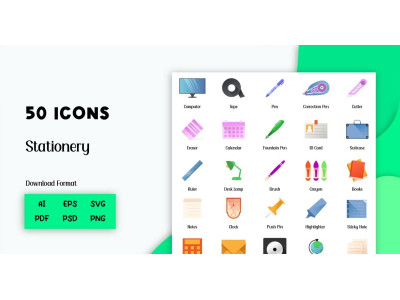 Icon Pack: 50 Stationery Icons