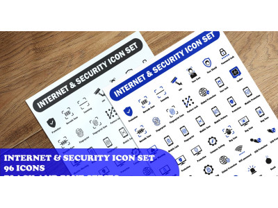 Internet And Security Icon Set template