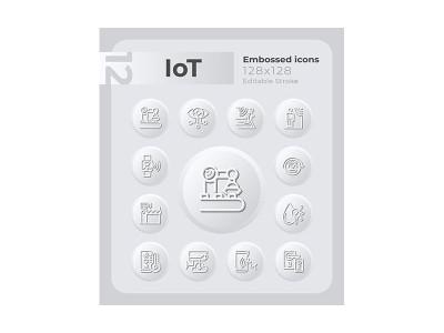 Internet Of Things Embossed Icons Set