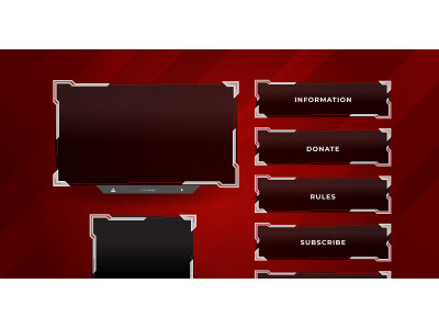 live stream  gameing  panel template with game screen, live chat and webcam frames