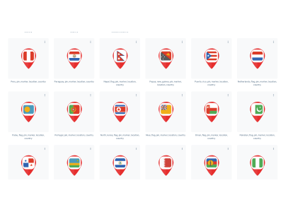 Marker Pointer Country Pin Map National Flag Icon set