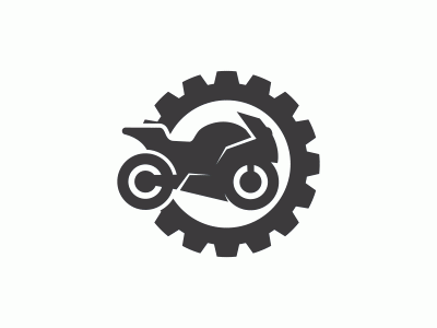 Motorbike sport and gear logo flat design vector