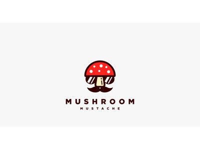 Mushroom Fungus Mustache Glasses Mascot Logo