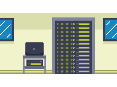 Network Server Room Vector Illustration