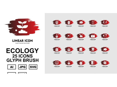 25 Premium Ecology Glyph Brush Icon Set