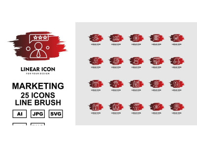 25 Premium Marketing Line Brush Icon Set