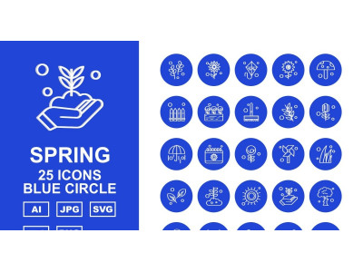 25 Premium Spring Blue Circle Icon Set