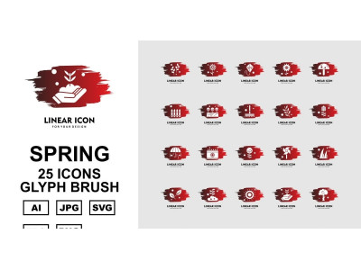 25 Premium Spring Glyph Brush Icon Set