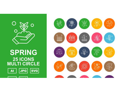 25 Premium Spring Multi Circle Icon Set
