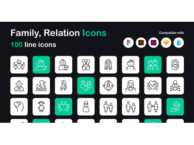 Relations and Parenting Line Icons