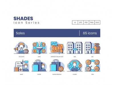 65 Sales Icons - Shades Series Set