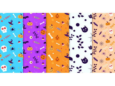 Scary Halloween pattern bundle vector