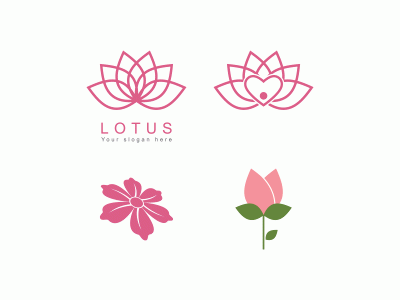 Set of Beauty Lotus flowers illustration logo vector design