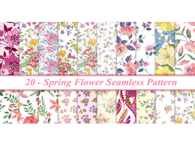Spring Flower Seamless Pattern, Spring Seamless Pattern