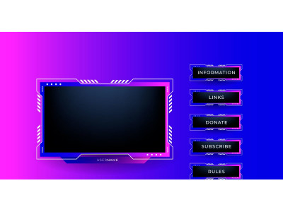Streaming screen panel overlay design template theme. Live video, online stream design