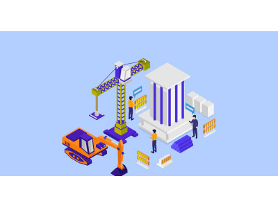 Under construction isometric illustrated in vector on background
