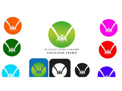 W Word Logo Tow Colors Scrashes