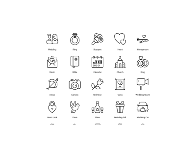 Wedding Icon Set Marriage Icons Bundle